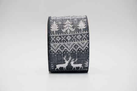 Knit Printed Reindeer.Tree Ribbon_KF6401GC-50-123_Gray
